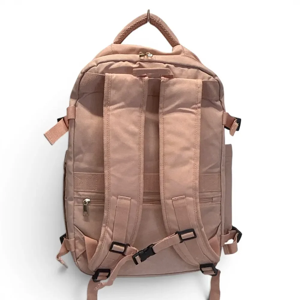 Large Pink Travel Backpack Carry On Weekender Bag w/ 2 Packing Cubes NWOT
